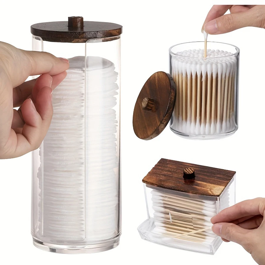 1/3er-Pack Wattestäbchen-/Wattepad-/Wasserfallknäuelhalter, Apothekerglas, transparenter Badezimmerbehälter, Spender zur Aufbewahrung, Badezimmer-Organizer