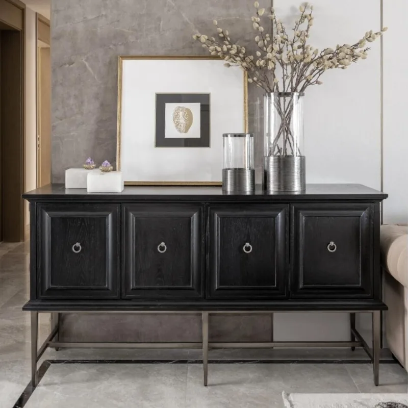 Шкаф для гостиной, светлый роскошный американский шкафчик из цельного дерева, королевский дуб, обеденный боковой шкаф, металлический шкаф для хранения в скандинавском стиле