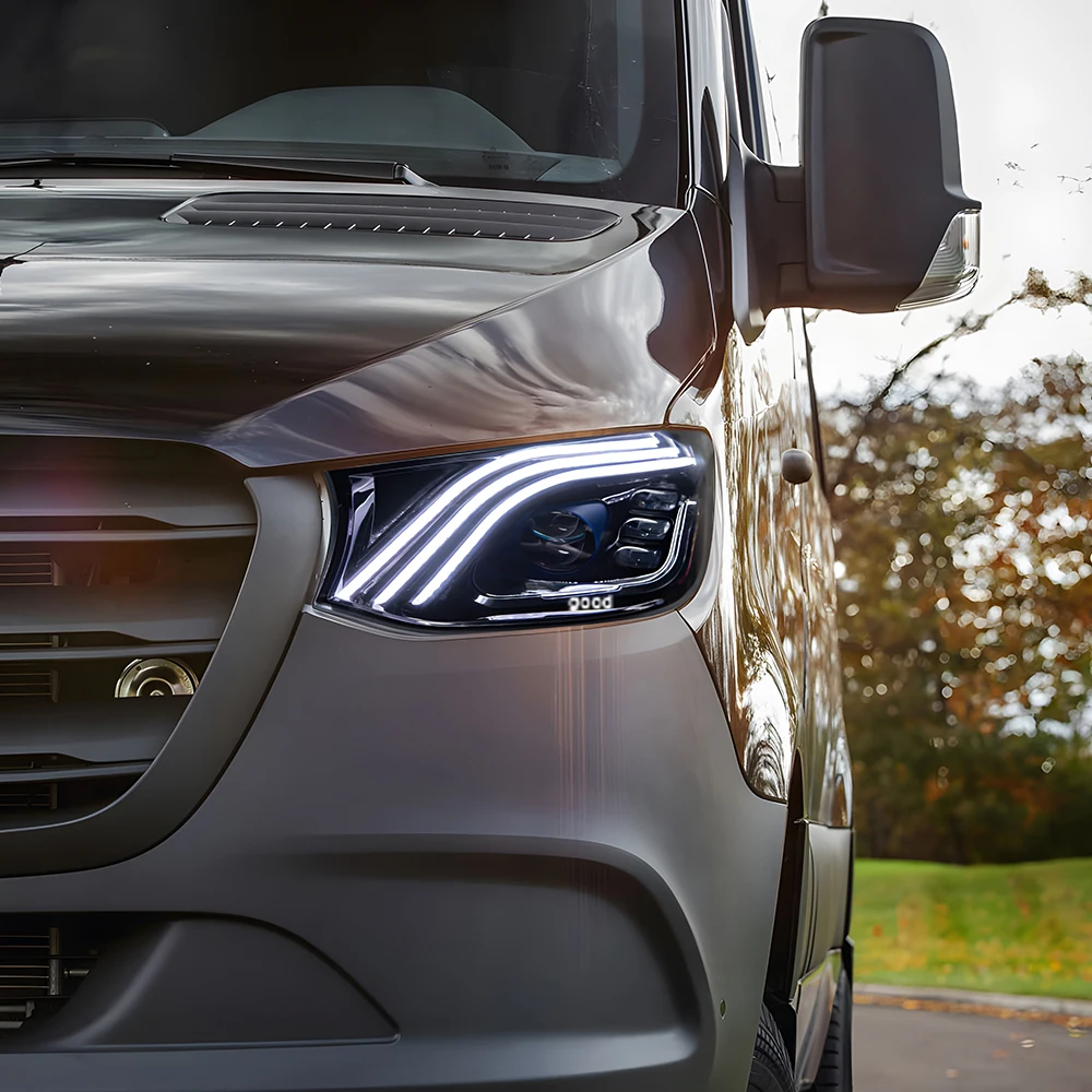 

Автомобильные фары для Benz Sprinter 2018-2023 W907, светодиодные автомобильные фары в сборе, обновленный дизайн в стиле Maybach, передняя лампа, аксессуары для инструментов