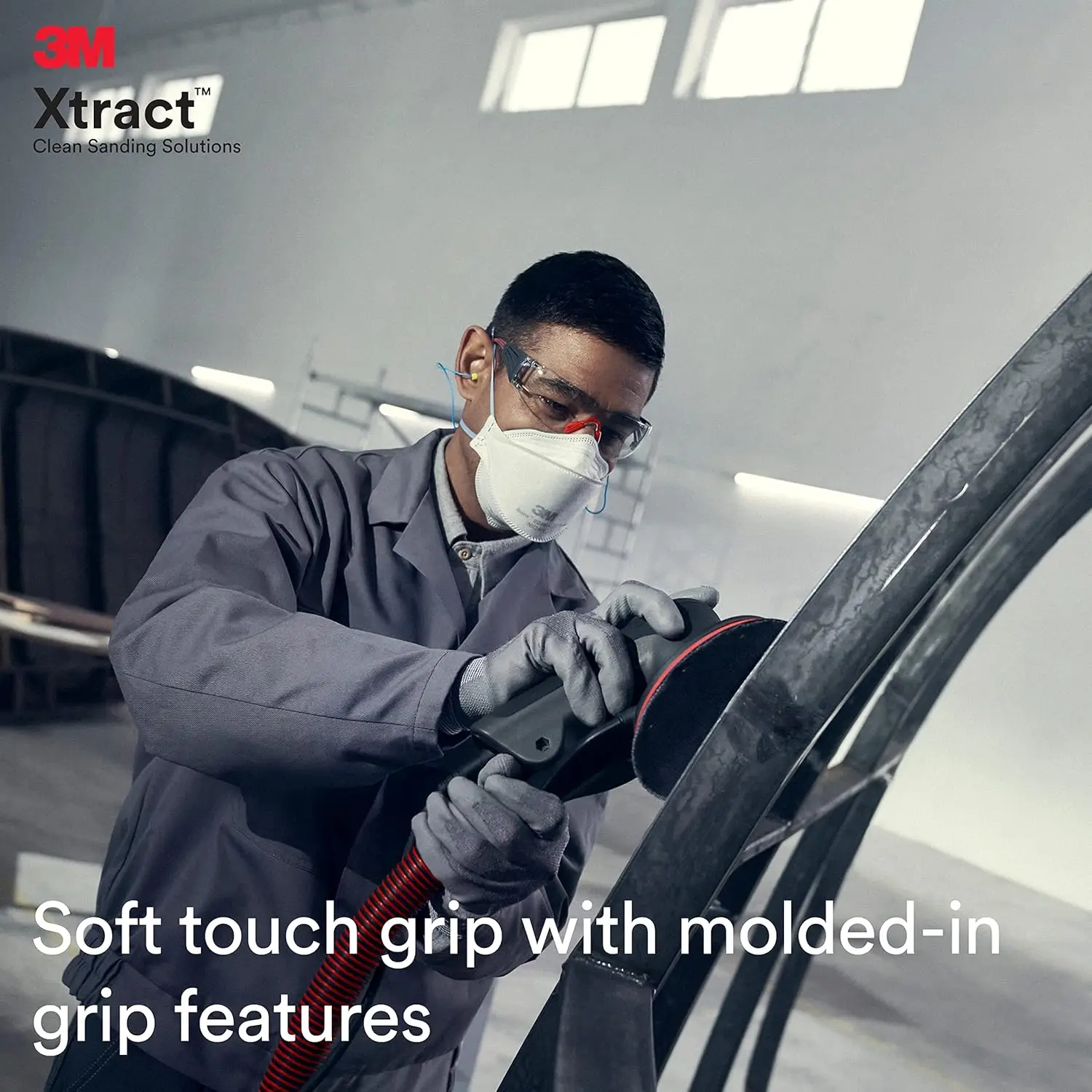 Random Orbital Sander, Pneumatic 88943, 5 in, with Central Vacuum Attachment, 5/16 in Orbit, Ergonomic and Lightweight ROS, .28