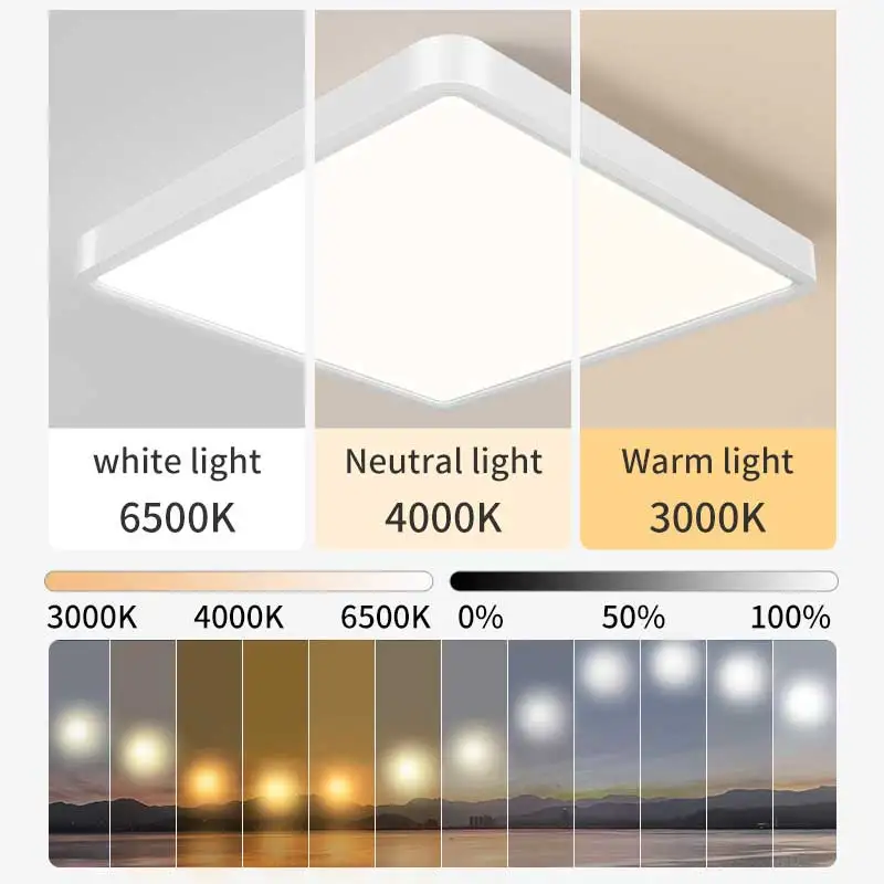 LED Ceiling 110V 220V Lamps Square Modern Smart Ceiling Light Remote Control Dimmable For Living Room Bedroom  Night Panel Light