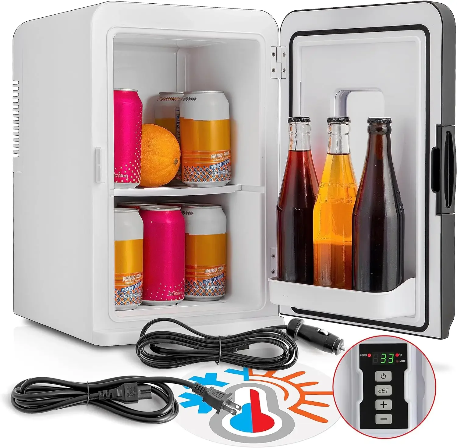 

Portable Mini Compact Fridge and Warmer - Keep Your Drinks and Snacks Fresh Anywhere You Go - Ideal for Desk or Travel - Conveni