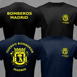 Spain Madrid Firefighter Fire Brigade Cuerpo Bomberos T-shirt Short Sleeve Casual 100% Cotton Shirts
