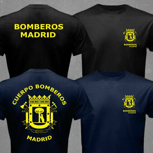 Spain Madrid Firefighter Fire Brigade Cuerpo Bomberos T-shirt Short Sleeve Casual 100% Cotton Shirts