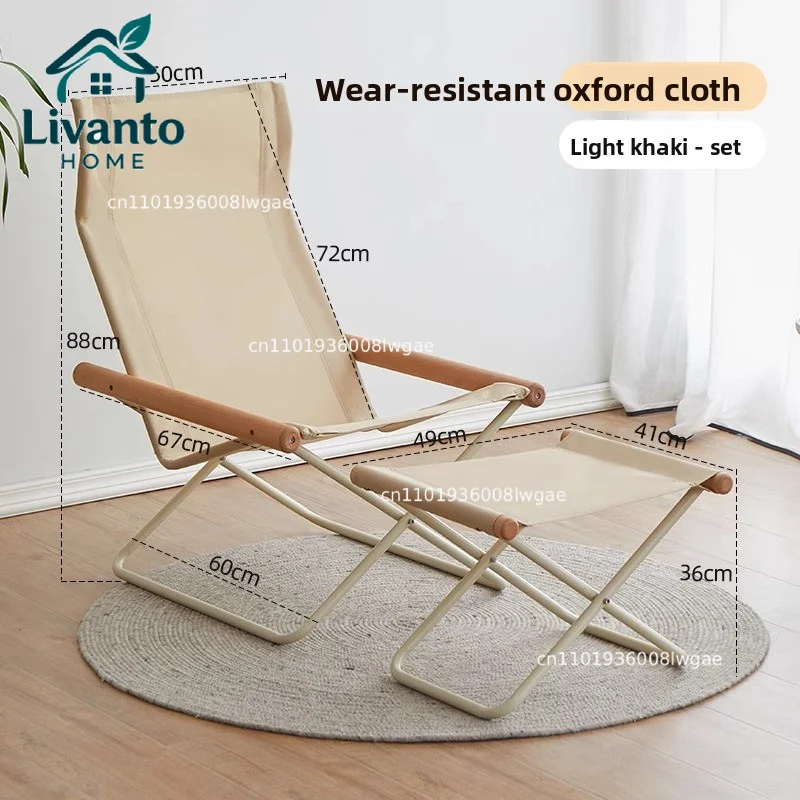 

Outdoor folding, portable camping, solid wood armrest reclining, beach horse stools, folding stools