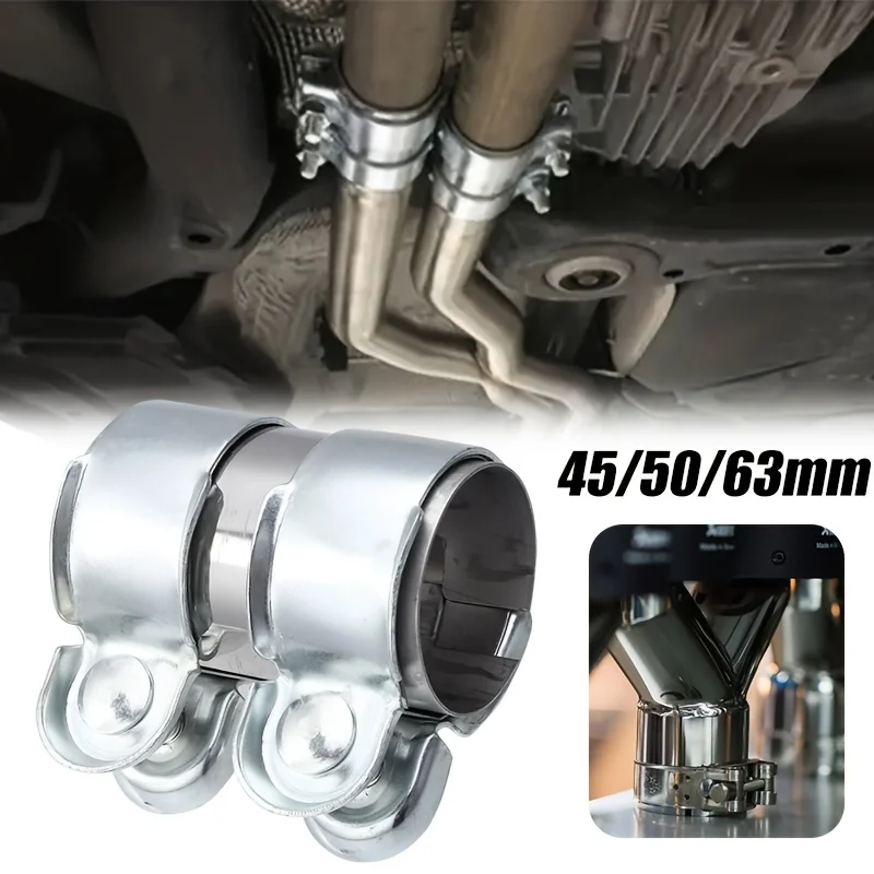 Car Engine Exhaust Clamp Pipe Connector 45mm 63mm Double Clamp Exhaust Pipe Clamp Engine Exhaust Hangers Clamp Accessories