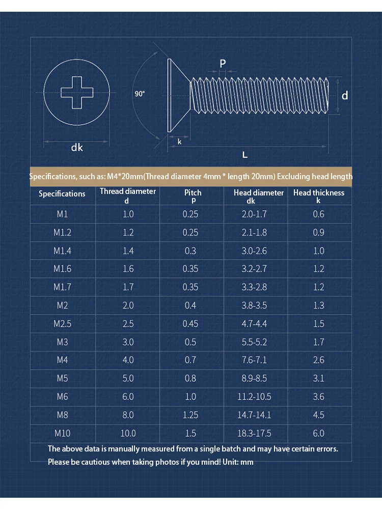 5-200 шт., нержавеющая сталь 304, удлиненные крестообразные винты с плоской потайной головкой и крестообразным шлицем, болт M3 M3,5 M4, длина 3/4/5/6-180 мм