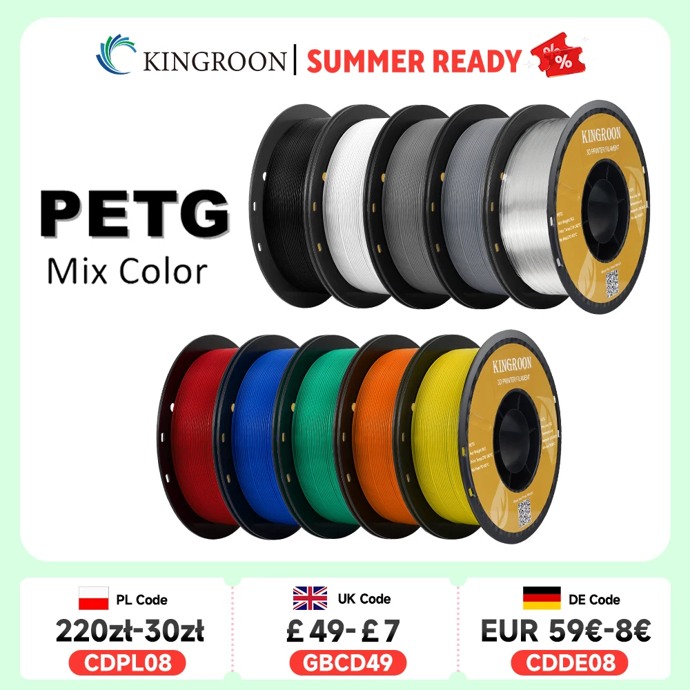 KINGROON PETG 3D Printer Filament 1.75mm 5KG 10KG Mix Color 3D Printing Material 1kg/roll  petg Plastic For FDM 3dprinter
