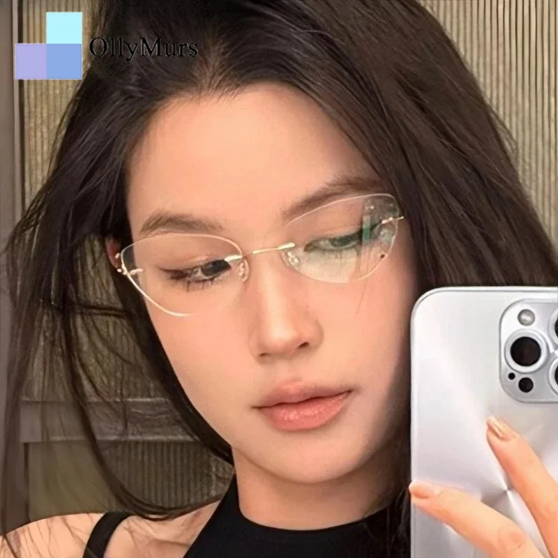 

Очки OLLYMURS ультралегкие, модные, без оправы, в стиле «кошачий глаз», ретро, трендовые, высококачественные, для зрения, модель 309ZM