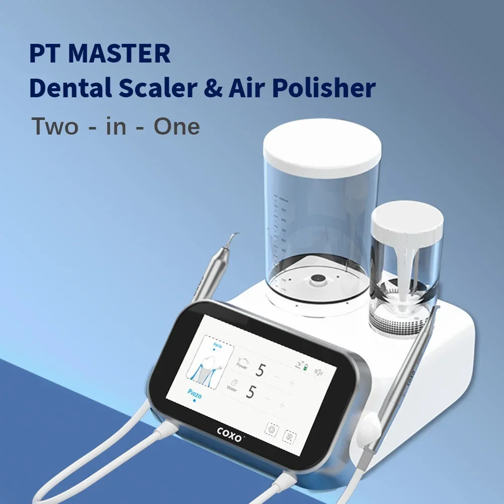 COXO PT Master Dental Intelligent 2-in-1 Scaler & Air Polisher, Ultrasonic Sandblaster, LED Handle, Auto-Identification System