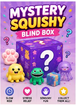 

Mystery Squishy Blind Box – 1 Random Slow-Rise Squeeze Toy, Soft Stress Relief Fidget, Cute Collectible Surprise for Kids & Adults