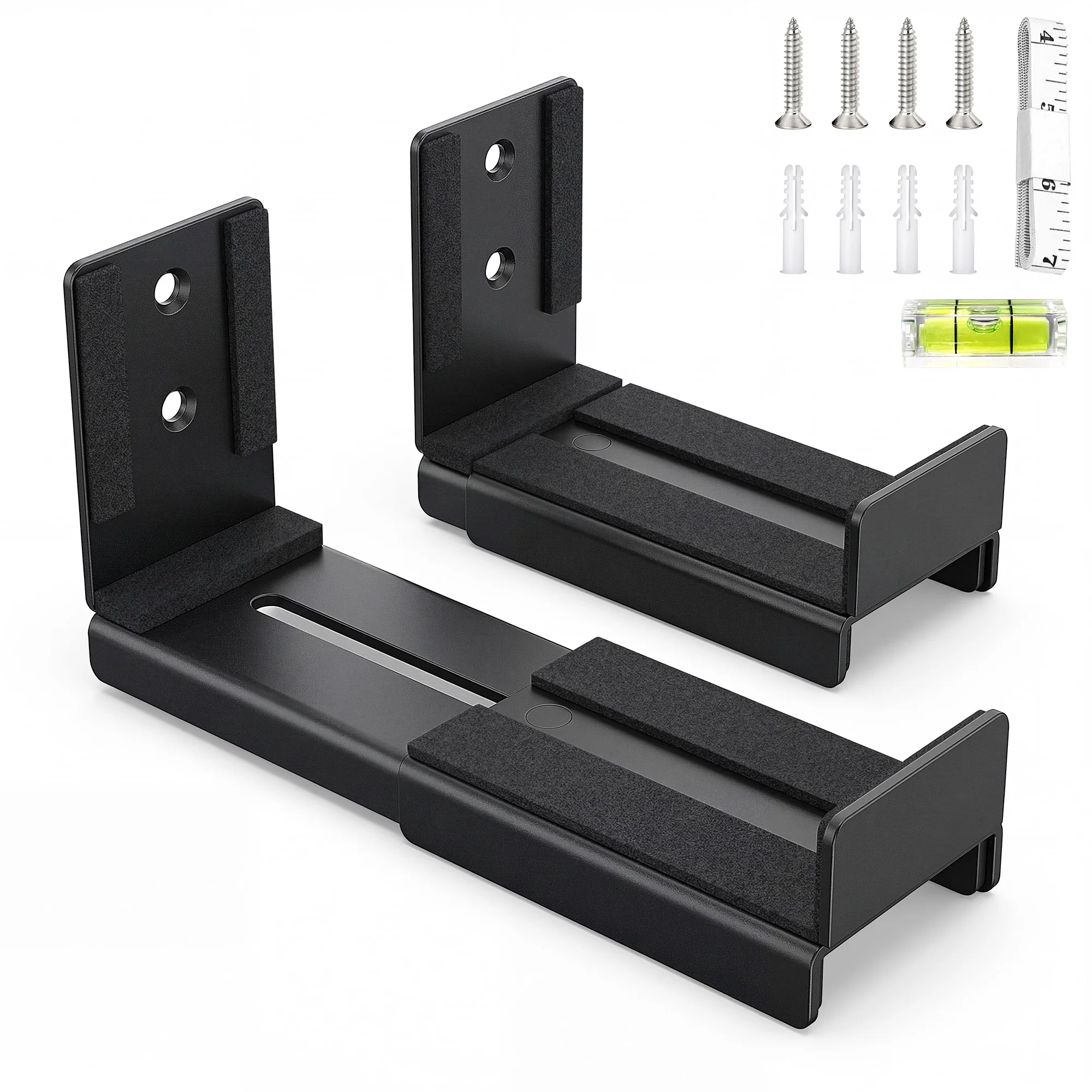 Soundbar Wall Bracket Adjustable Telescopic Depth Sturdy Heavy-Duty Steel Material Wall Mounted Bracket for Bar Speaker Support