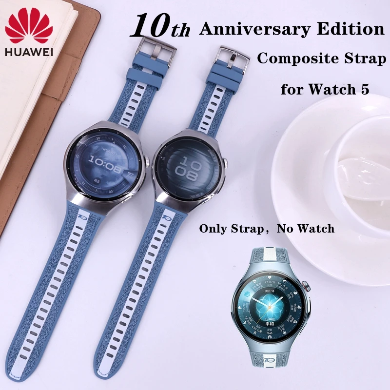 

Original Huawei 10th Anniversary Edition Strap for Huawei Watch 5 22mm 18mm Vegan Leather and Fluoroelastomer Watch Band