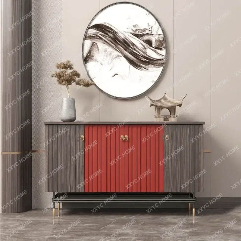 XZ  New Chinese retro style porch cabinet, hotel clubhouse light luxury dining side cabinet solid wood Zen, sofa side cabinet