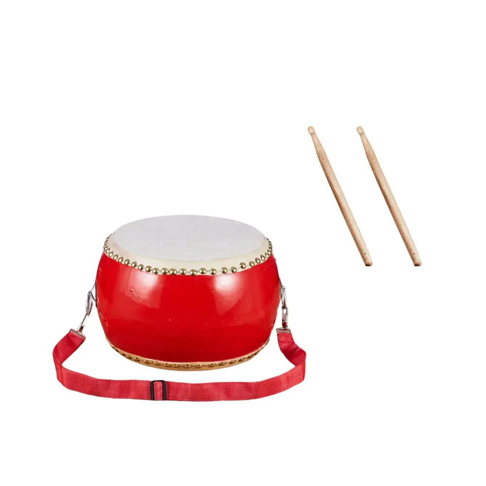 Kids Drum Cowhide Wooden Percussion Instrument 20Cm Strap Sticks Music Performance Educational Instrument Development Gift