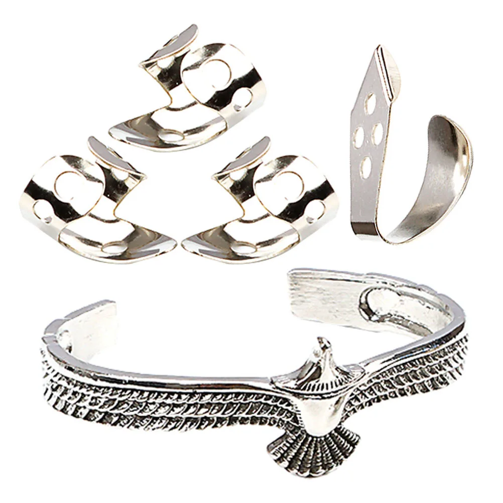 1 Zestaw Srebrnych Bransoletek z Regulowanymi Metalowymi Kostkami do Gitary, Kostki na Palec i Kciuk do Gitary Akustycznej, Elektrycznej, Ukulele, Banjo, Wytrzymałe