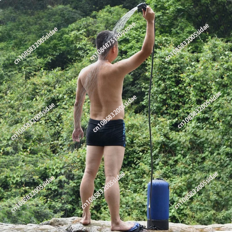 PVC Inflatable Foot Pump Pressure Shower Water Bag Lightweight Portable for Beach Camping Hiking Outdoor Bathing Accessory