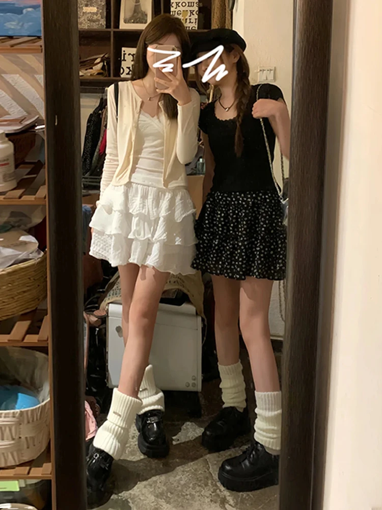 

Bla Polka Dot Cake ort Skirt Women's Summer New Ballet Sle High Waist Puffy f-length Skirt for Teen Girls Sweet Sle