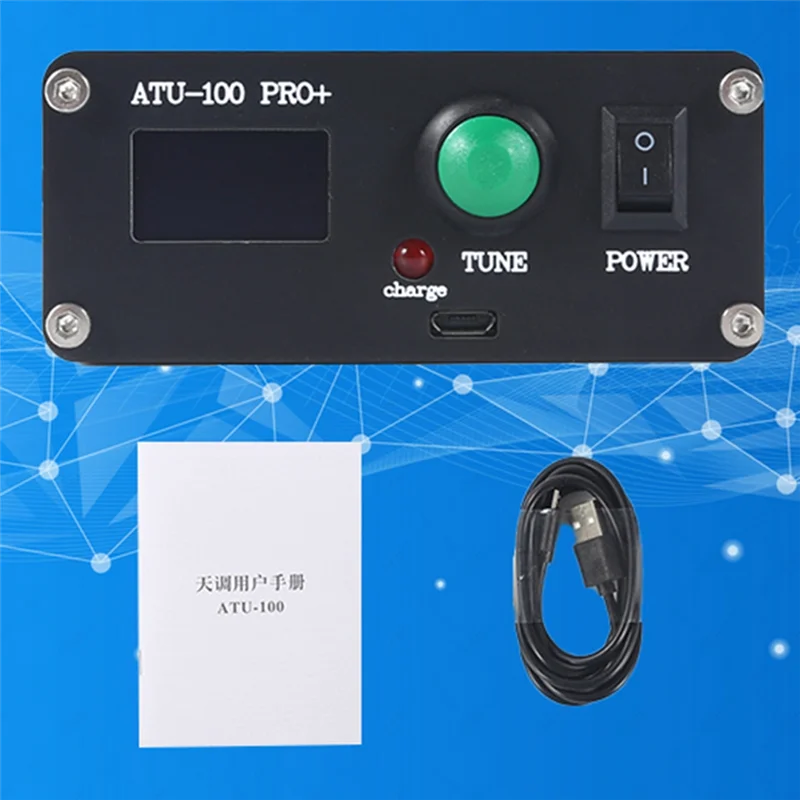 ATU-100 Pro + 1.8-55Mhz موالف هوائي أوتوماتيكي متعدد الوظائف مريح 0.96 بوصة قابل لإعادة الشحن أسود ABS + حافظة