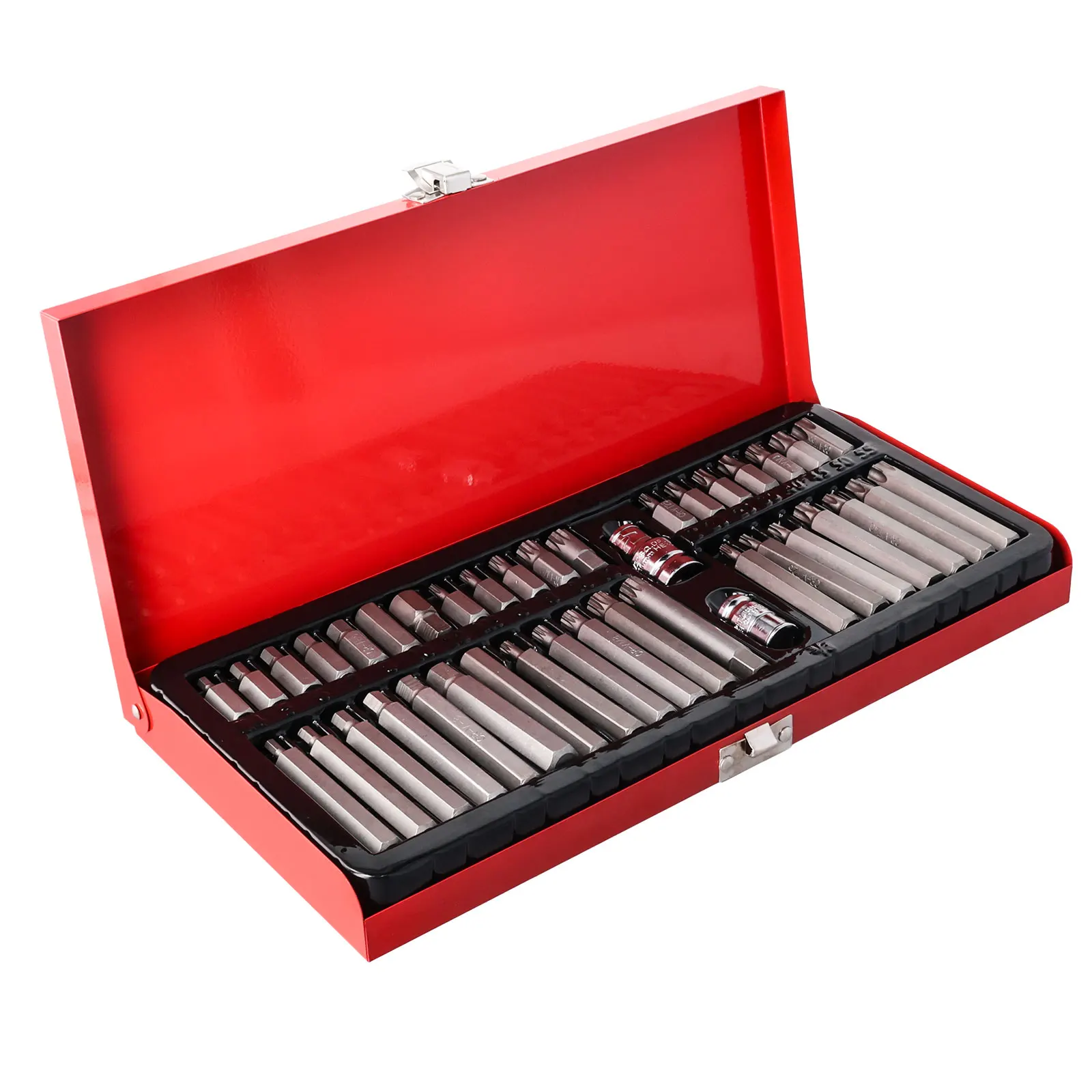 Podofo 40-teiliges Sechskant-Stern-Torx-Spline-Bit-Set 1/2 Zoll 3/8 Zoll Antrieb Schlagschrauber-Bit-Werkzeug für Auto-Reparatur T20 T25 T30 T40 T45 T50 T55 – Detail 1