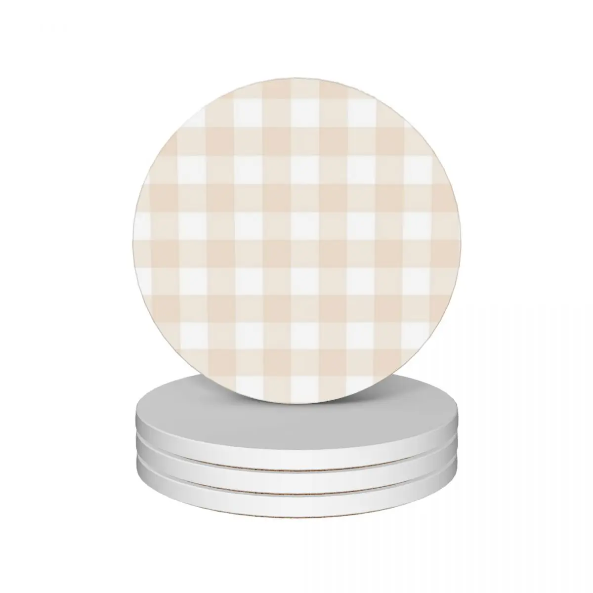 

Cream Beige Gingham Pattern (Large Wide Print) Ceramic Coasters (Set of 4) customized Creative set for drinks Coasters