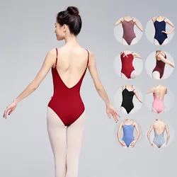 Ballet Leotard For Women Adult Dance Sleeveless Ballet Swimsuit Gymnastic Leotard Ballerina Clothes Sexy V Back Ballet Costume