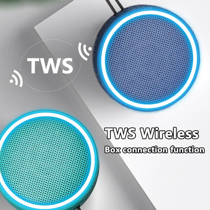 Altavoz inalámbrico FM0208 de alta potencia para exteriores, Subwoofer con Bluetooth, IPX6 resistente al agua, estéreo, luz LED, tarjeta TF/TYPE-C, 5W, nuevo