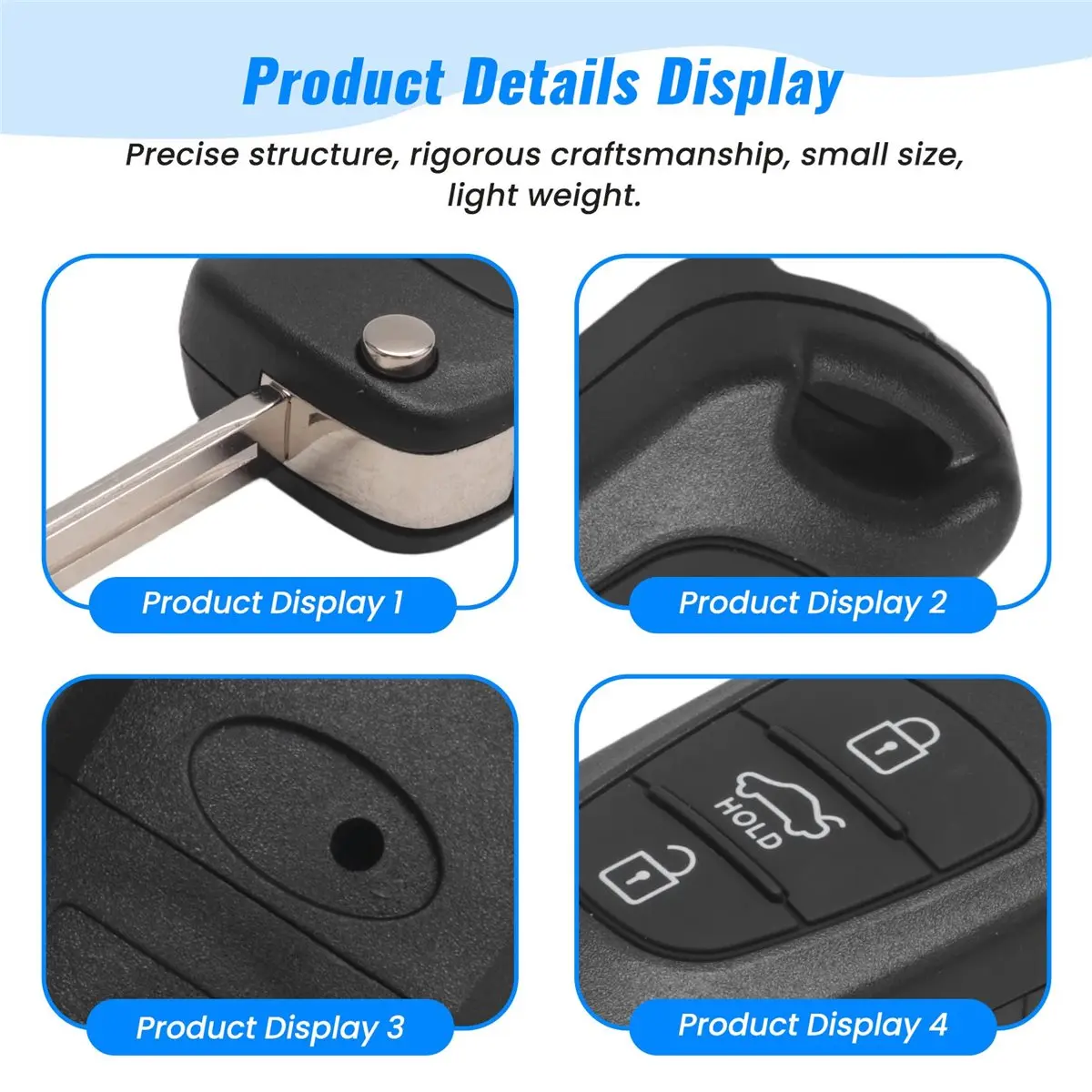 #16U Car Key Shell Case ,3 Buttons Flip Folding Remote Key Shell Case for HYUNDAI I20 I30 I35 (Black) view 4