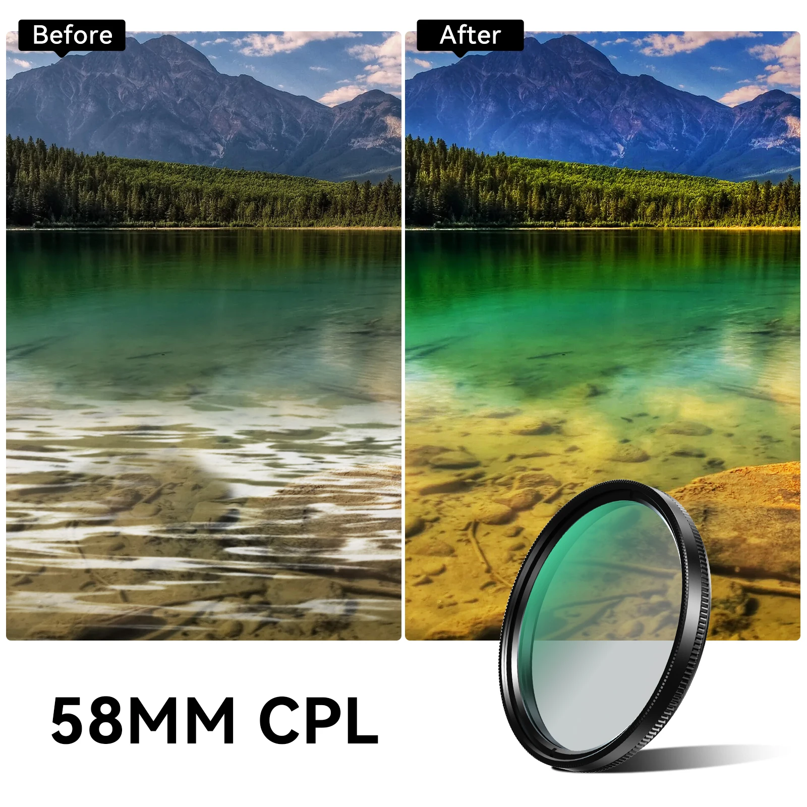 APEXEL 58mm CPL Filter for Phone Camera Lens Universal Clip On Circular Polarizer Lens Filter for iPhone Android Photography NEW view 2