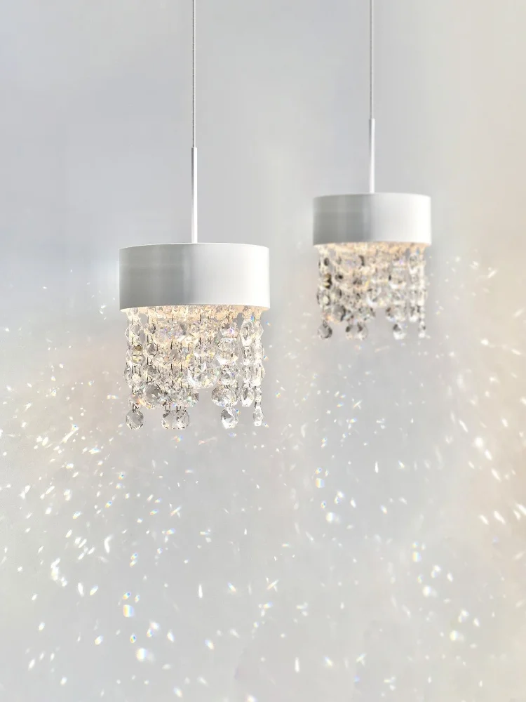

French crystal pendant light, bedside lamp designer, light luxury, high-end feeling, entrance bedroom hanging line lamp
