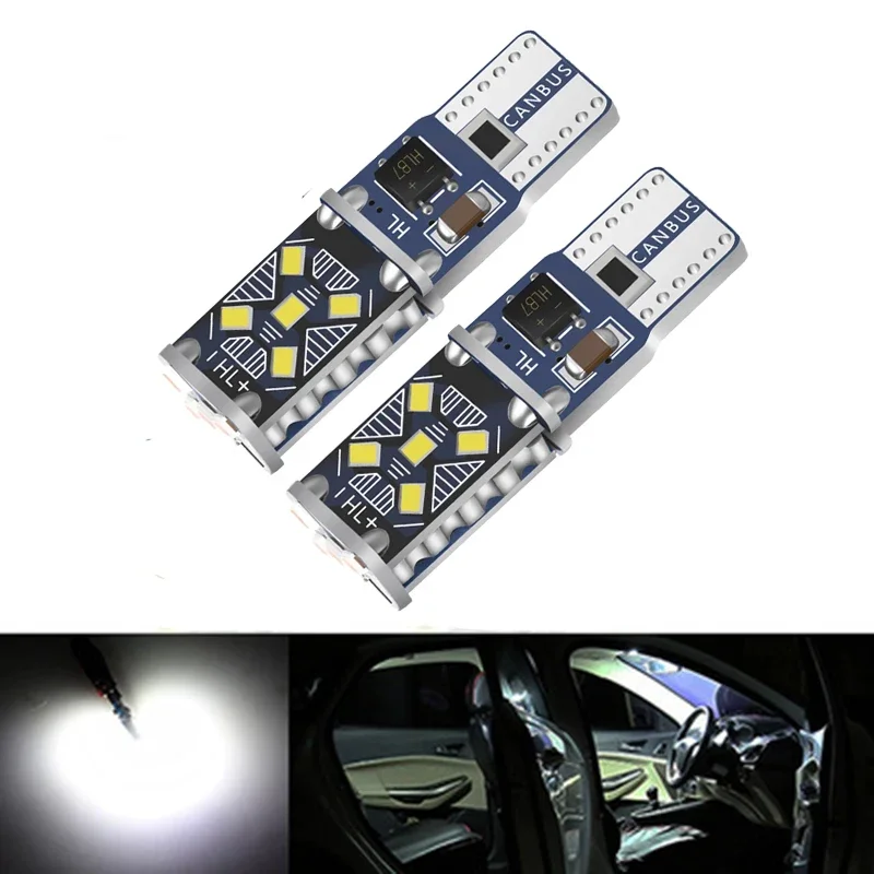 2PCS T10 W5W Super Bright LED Car Lights Auto reading doom door bulb vehicle Wedge Turn Side Interior parking DRL Lamp white 12V