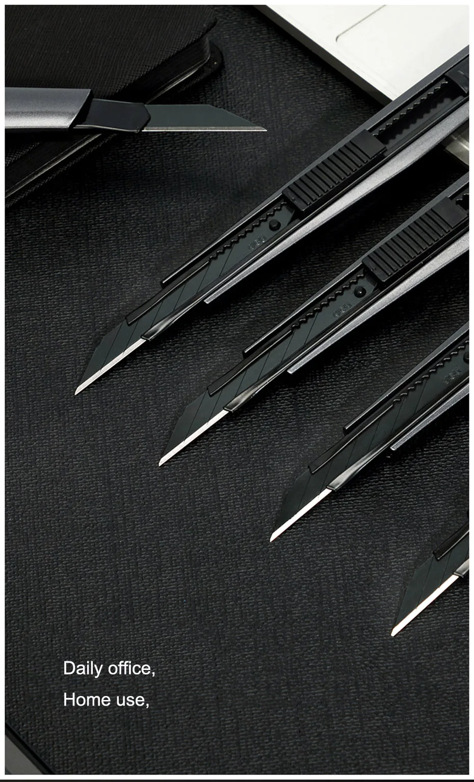 Deli Allzweckmesser, 9 mm, Taschenmesser, Boxschneider, einziehbare Klinge für Büro, Zuhause, Schule, Schreibwaren, Papierhandwerk, Messer – Detail 4