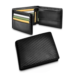 Cartera clásica grande de cuero genuino para hombres y mujeres, billetera espaciosa con compartimento para monedas, protección RFID NFC, alta calidad