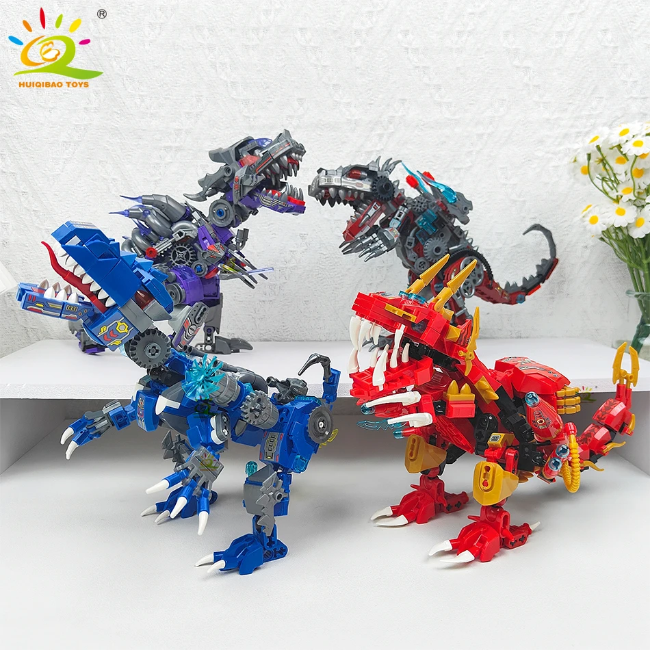 HUIQIBAO 2in1 Jurassic Dinosaur World Model Building Blocks City Triceratops Velociraptor Dino Park Bricks Children Toy Game - view 6