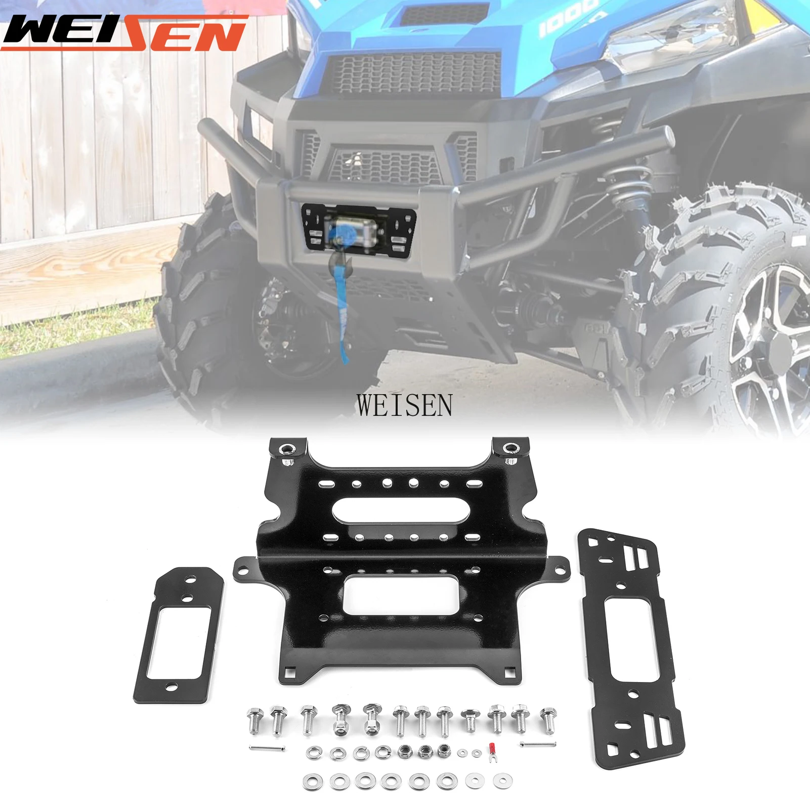 

For 2013-2024 Polaris Range 570/900/100 Full Size 4x4 UTV Winch Mount Bracket Kit/Winch Mounting Plate Accessories