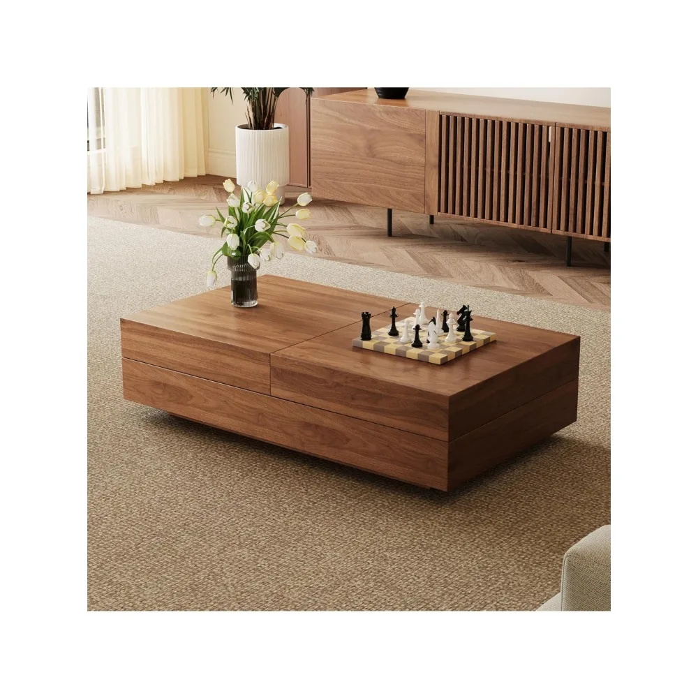 

Customized.Mid-Century Expandable Coffee Table with Storage – 47.2"-81.9" Adjustable Center Table for Living Room,