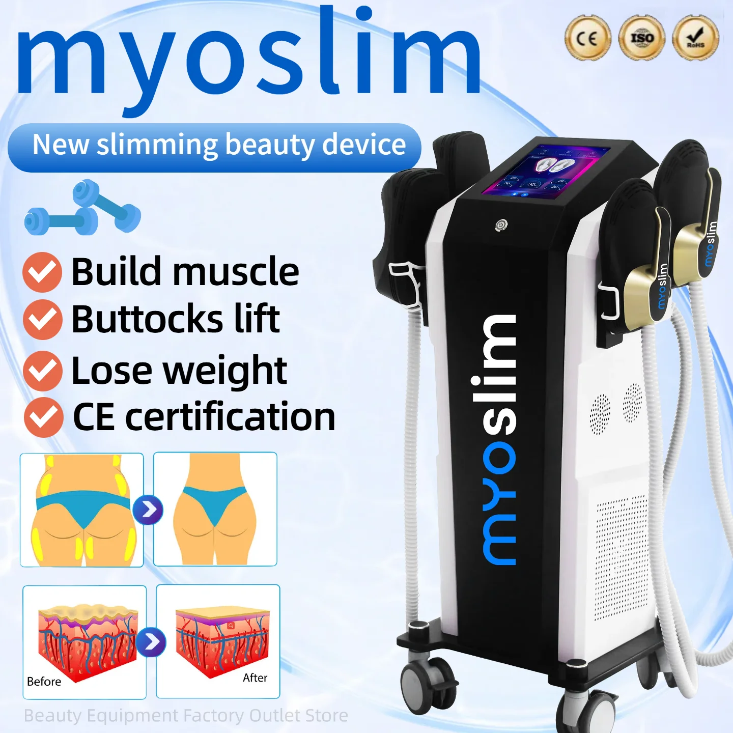 Nova Upgrade 6500W EMS Body Sculpting Machine EMS/myoslim Professional Body Contouring Device with 200HZ