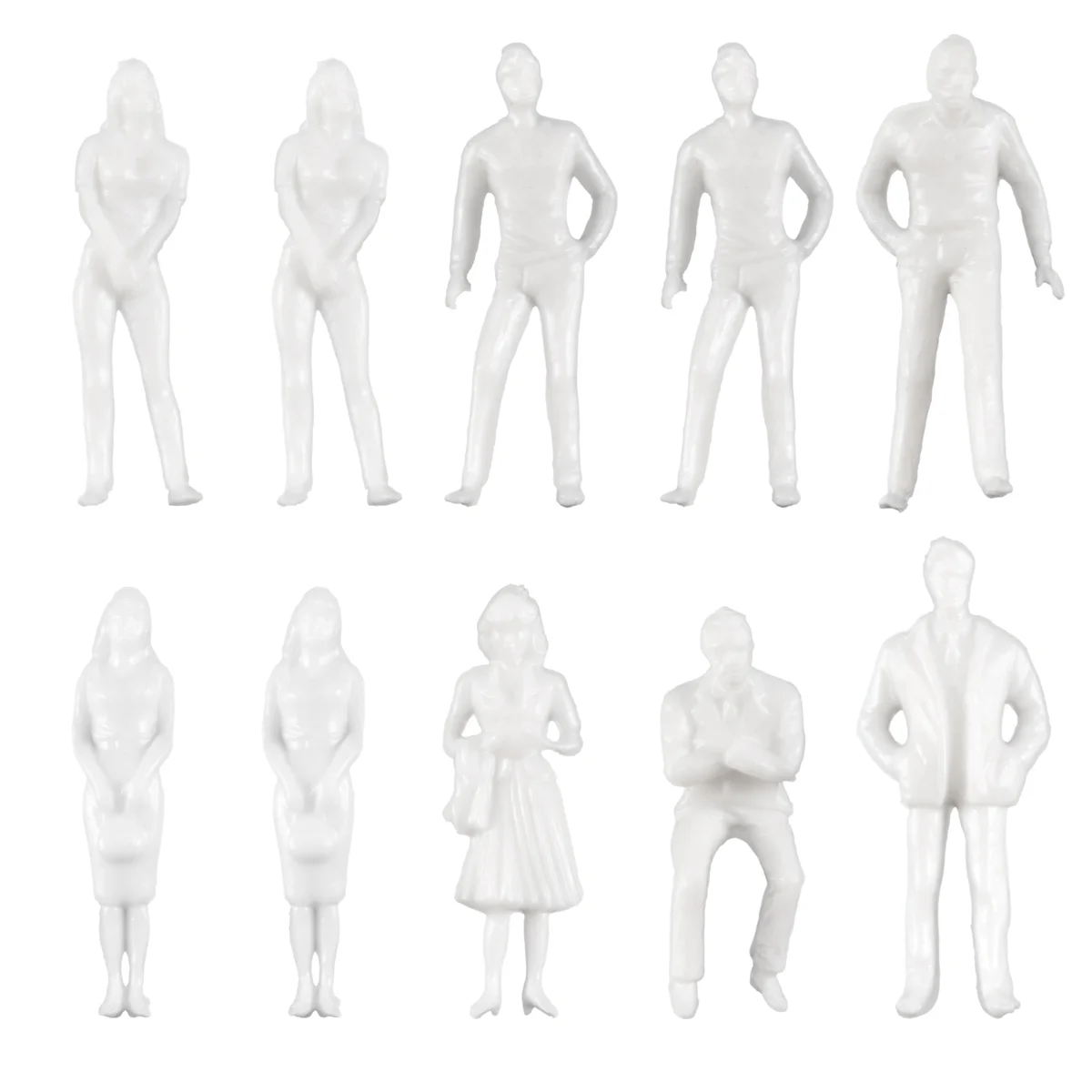 New 1:50 White Figures Architectural Model Human Scale HO Model Plastic Peoples,10 Pieces