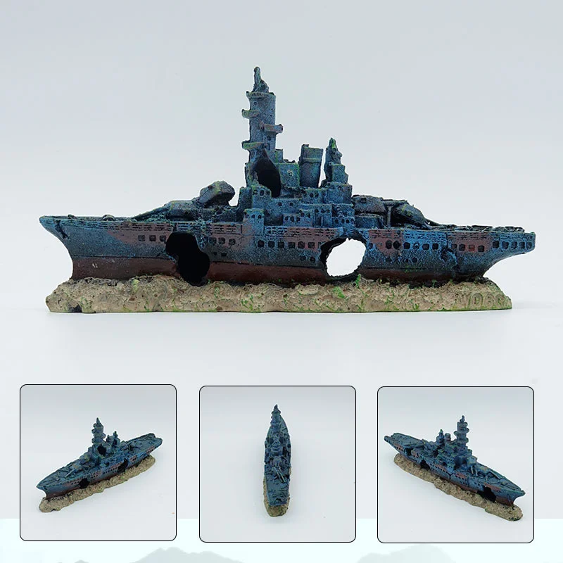 Simulated Sunken Ship Decorations, Dropping Ship, Submarine Resin, Sailboat, Aquarium, Decoration