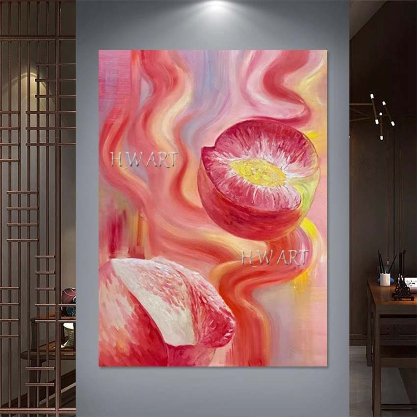 Aesthetic Room Decoration Art Picture No Framed Abstract Still Life Paintings Canvas Acrylic Pink Style Artwork Wall Hangings