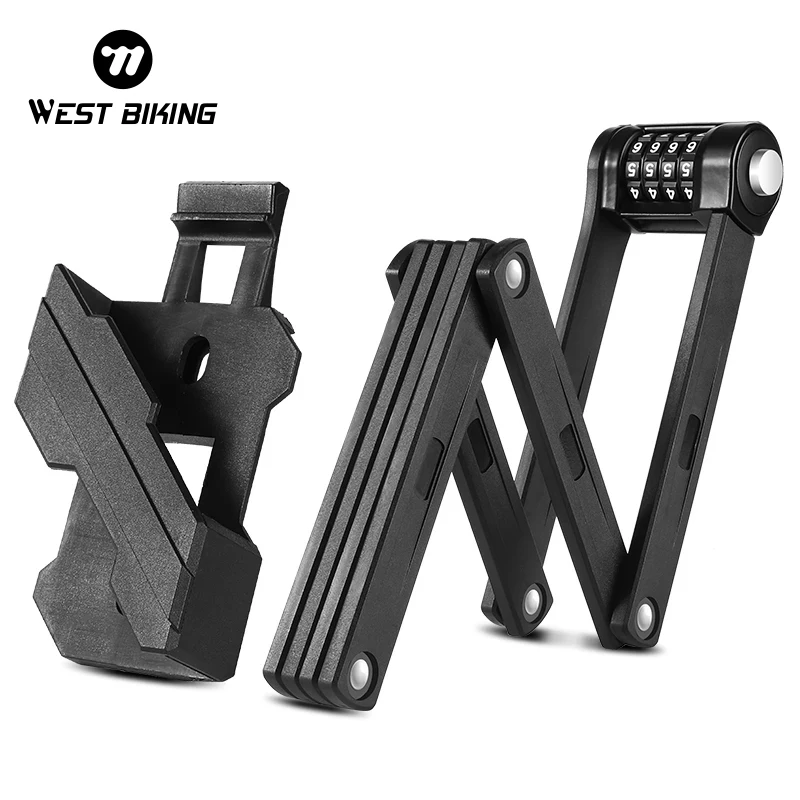 WEST BIKING Foldable Password Bicycle Lock Alloy Steel MTB Road Bicycle Motorcycle Electric Bike Lock Safe Cycling Accessories