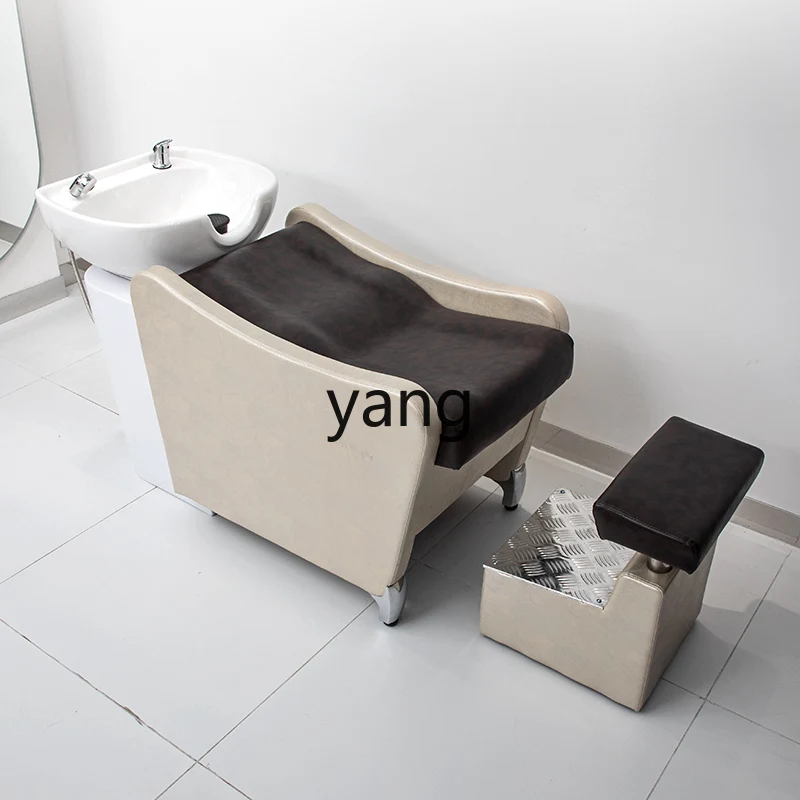 Yjq Barber Shop Shampoo Salon Shampoo Bed for Hair Salon Flush Half Lying Silk Domain Hair Care Bed