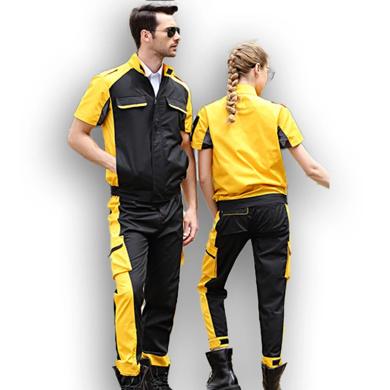 

Summer Working Coveralls 4S Workshop Repairman Working Uniform Two Tones Breathable Mechanical Worker Clothes Engineer Work Suit