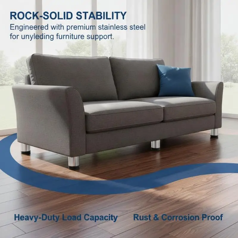 Heavy Duty Adjustable Cabinet Legs 6-20CM Stainless Steel Rust Resistant for Coffee Table Sofa Wardrobe Home Renovation