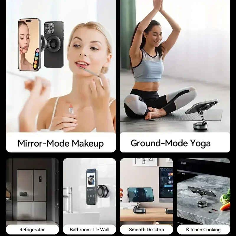 360 °   Suporte magnético dobrável para telefone a vácuo, suporte magnético para telefone de carro, ventosa mãos livres, suporte para telefone para superfície lisa/carro