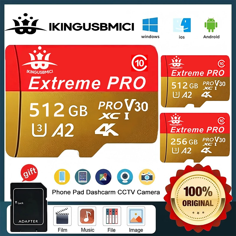 Mini Micro Flash Memory Card Class Original 32/64/128/256/512gb Uhs-i Smartphone U3 Class 10 Quality High Quality Reliable Fast