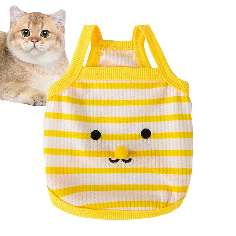 Cat Clothes Summer Shirts Cat Vest High Elastic Comfortable Cat Clothes For 3-11 Pounds Cat Daily Wear Birthdays Parties