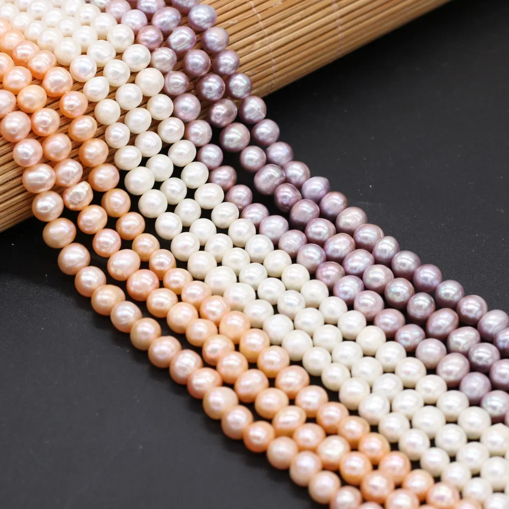 

White Orange Purple Natural Freshwater Pearl Potato Shape Beads 7-8mm for DIY Jewelry Making Necklaces Bracelets Length 36cm