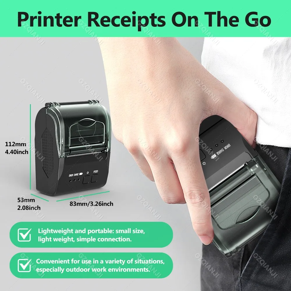 USB Bluetooth Thermal Receipt Ticket POS Printer Wireless Mini Portable Mobile Print 58MM Machine for Loyverse POS Retail Store