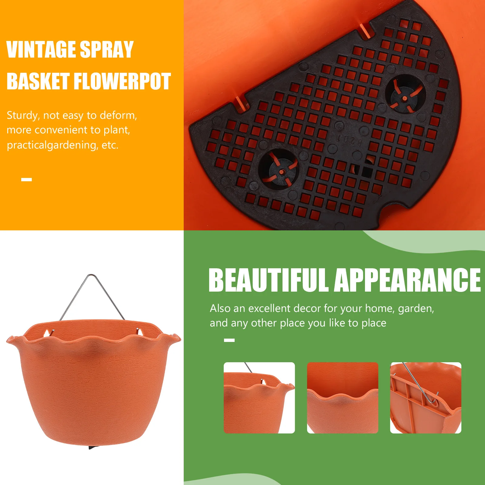 

1pc Plastic Railing Flowerpot Balcony Planter Wall Hanging Flower Container Durable Outdoor Indoor Gardening Hanging Basket
